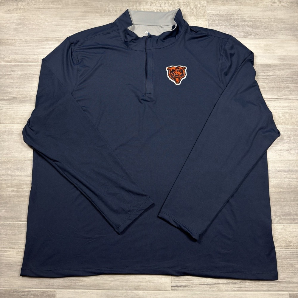 Antigua Chicago Bears NFL Long Sleeve Poly Quarter Zip Men's 2XL - Navy Blue XXL